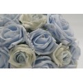 Bridal Wedding Bouquet with Baby Blue and Ivory Roses with Pearls and Diamante