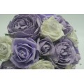 Bridal Wedding Bouquet with Ice Lilac and Ivory Roses, Ice Lilac Peonies with Pearls and Diamante