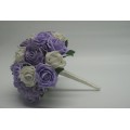 Bridal Wedding Bouquet with Ice Lilac and Ivory Roses, Ice Lilac Peonies with Pearls and Diamante