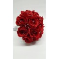 Bridal Wedding Bouquet made with Red Silk Roses and Diamante