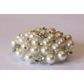 Pearl and Diamante Broach - Silver