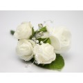 White Wedding Buttonholes with Daimante and Pearl Spray with Small Roses