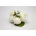 White Wedding Buttonholes with Daimante and Pearl Spray with Small Roses