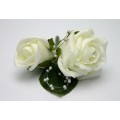 Double Rose Buttonhole with Diamante and Pearl