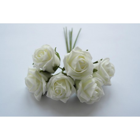 6 Ivory Colour Fast Foam Cottage Roses