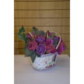 Beautiful Floral Arrangement in Metal Bucket with Handle - Purples
