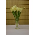 Beautiful Floral Arrangement in Tall Clear Glass with Ivory Lillies and Tulips