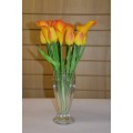 Beautiful Floral Arrangement in Tall Clear Glass with Orange Lillies and Tulips