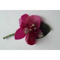 Orchid Wedding Buttonhole with Diamante Spray and Crystal Beads