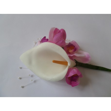 Ivory Lily with Pink Orchid and Pearls