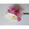 Ivory Lily with Pink Orchid and Pearls