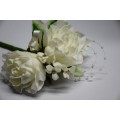 Double Ivory Carnation Buttonhole with Pearls and Diamante 