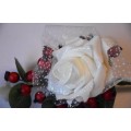 Christmas White Glitter Rose and Berries Wedding Buttonhole with Daimante