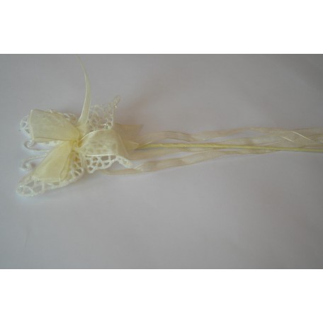 Sparkley Butterfly Wand with Ribbon - Ivory