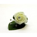 5 Wedding Rose Bud Buttonholes with Diamante Spray and Pin ( 5 + Colours to Select from )